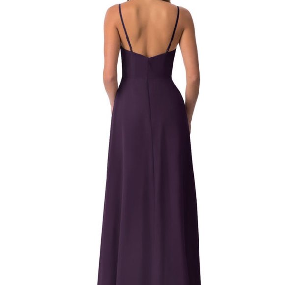 Azazie Kiki Plum Bridesmaid Dress Size 8 HEMMED - Picture 2 of 13
